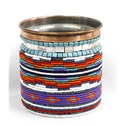 Hand Beaded Metal Vase by Kathy Kills Thunder