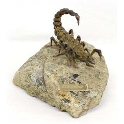 Charles Pratt Bronze Scorpion on Rock Sculpture