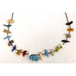 Native American Zuni Carved Stone Fetish Necklace