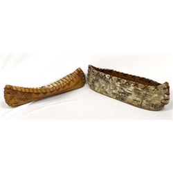2 Native American Iroquois Birch Bark Canoes