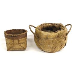 Birch Bark and Coconut Husk Baskets