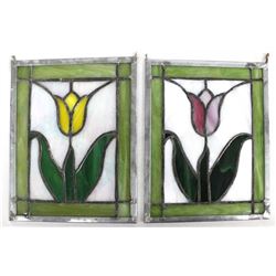 2 Stained Glass Tulip Panels