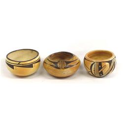 3 Native American Historic Hopi Pottery Bowls
