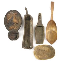 Antique Wood Dippers and Native American Plaque
