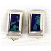 Image 1 : Taxco Sterling Azurite Malachite Clip-On Earrings