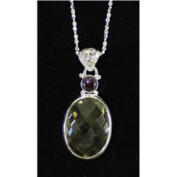 Sterling Lemon Topaz & Amethyst Pendant Necklace
