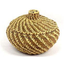 Fabulous Pine Needle and Raffia Basket, Harris