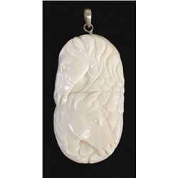 Carved Cow Bone Horse Pendant