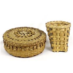2 Vintage Native American Penobscot Baskets