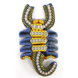 Vintage Huichol Carved Wood & Bead Scorpion