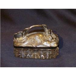 Victorian Trinket Jar - Ornate Silverplate Lid #940166