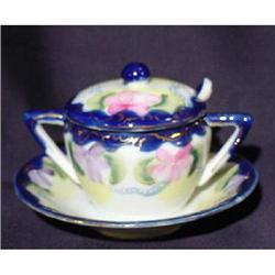 Noritake Floral and Cobalt Mustard Pot #940181