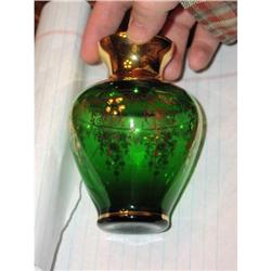 Murano (?) Italian Green Cabinet Vase w/ gold #940324