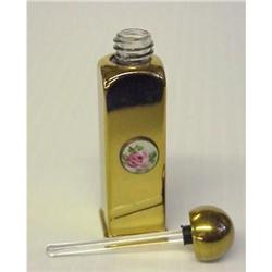  Tiny BRASS - GLASS & ENAMEL PERFUME BOTTLE  #940507