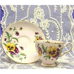 Demitasse English China Cup & Saucer PANSY #940586
