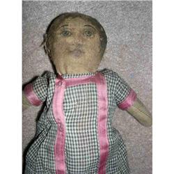 Sawdust stuffed Early Printed face cloth doll  #940689