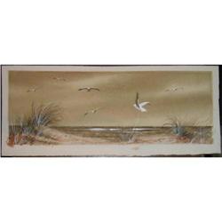 Original watercolor by Lambert-Gulls on shore #940695