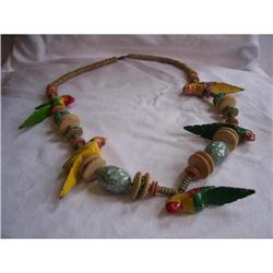NECKLACE FOLK PARROTS WOOD #940725
