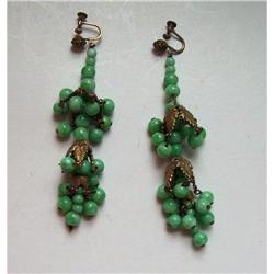 Art Deco Czech Green Jadeite Earrings #940736