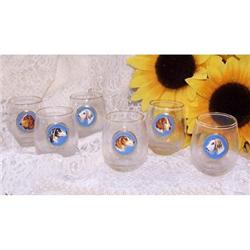 6 3D Enameled Dog Medallions Glass Tumblers #940749