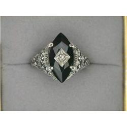 Antique Style Black Onyx Diamond Ring #940775