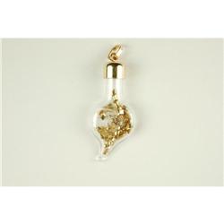 14k Gold Pendant Bottle w Gold Flecks! #940800