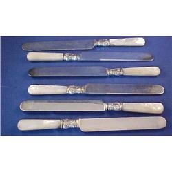 6 Mother of Pearl and sterling silver Knives #940819