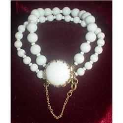 Miriam Haskell Milk Glass Bead Bracelet #940825