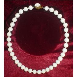 Miriam Haskell Milk Glass Bead Necklace #940826