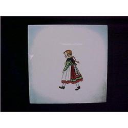 Vintage German Hand Painted Ceramic Tile #940893