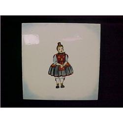 Vintage German Hand Painted Ceramic Tile #940894