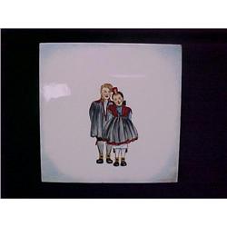 Vintage German Hand Painted Ceramic Tile #940896