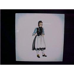 Vintage German Hand Painted Ceramic Tile #940897