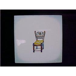 Vintage German Hand Painted Ceramic Tile #940903