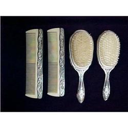 Silver Plate Brush and Comb Dresser Set #940911