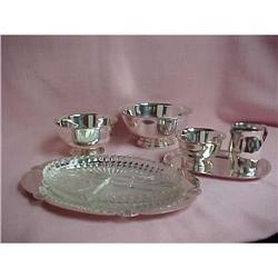 Silver Plate Relish Tray, Cream and Sugar, #940918