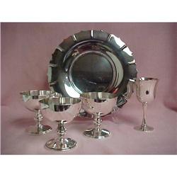 Silver Plate Tray, Wine, and 3 Champagne Cups #940919
