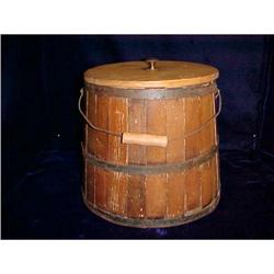 Oak Slatted Bucket With Lid #940973