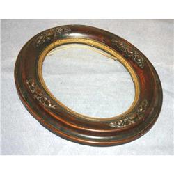  Antique Floral Carved Wood Oval Frame #941103