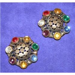 Antique Glass Flower Dress Clips/Brooch #941108