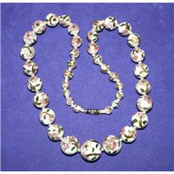 Antique Pink Cloisonné Beaded Necklace #941109