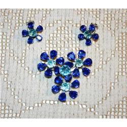 Huge  Vintage Rhinestone Brooch & Earrings Set #941128