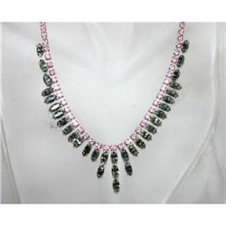 Vintage Black & Pink Rhinestone Necklace #941154