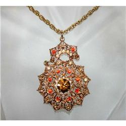 Unsigned Selro Rhinestone Pendant Necklace #941155