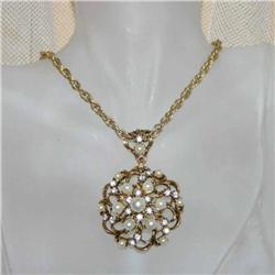 Early Coro  Rhinestone & Beaded Necklace #941176