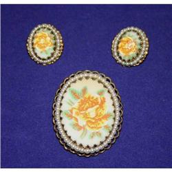 West Germany Brooch & Earrings Set #941177