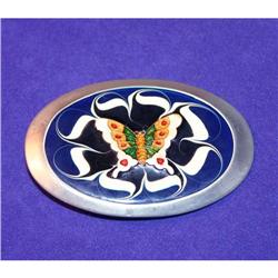 Rare Vintage Enameled Butterfly Belt Buckle #941182