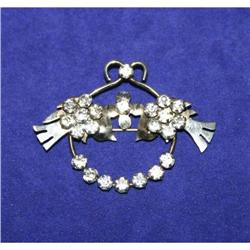 Vintage Sterling Rhinestone Love Birds Brooch #941187