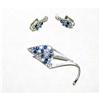 Image 1 : CORO Blue Rhinestone Brooch/Pin/Earrings #941188