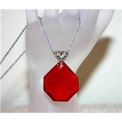  Unusual Art Deco Red Cut Glass Necklace #941190